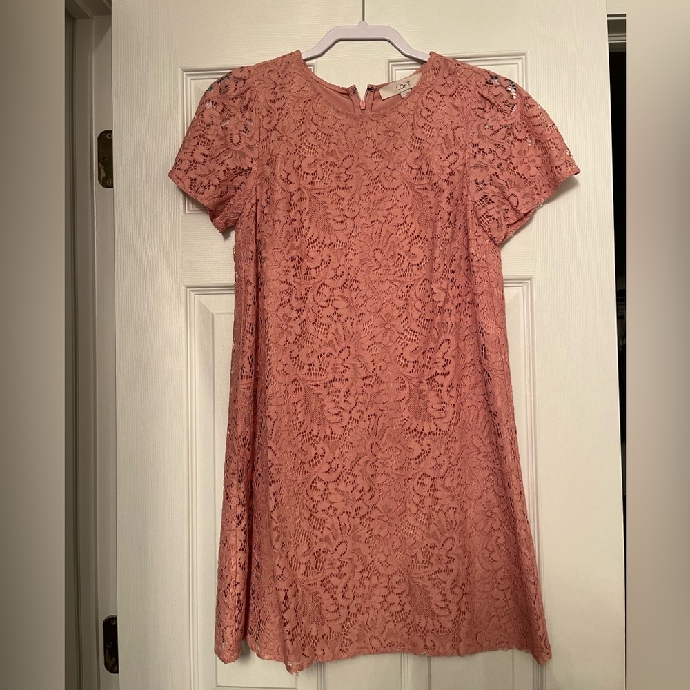 Loft Elegant Pink Lace Dress